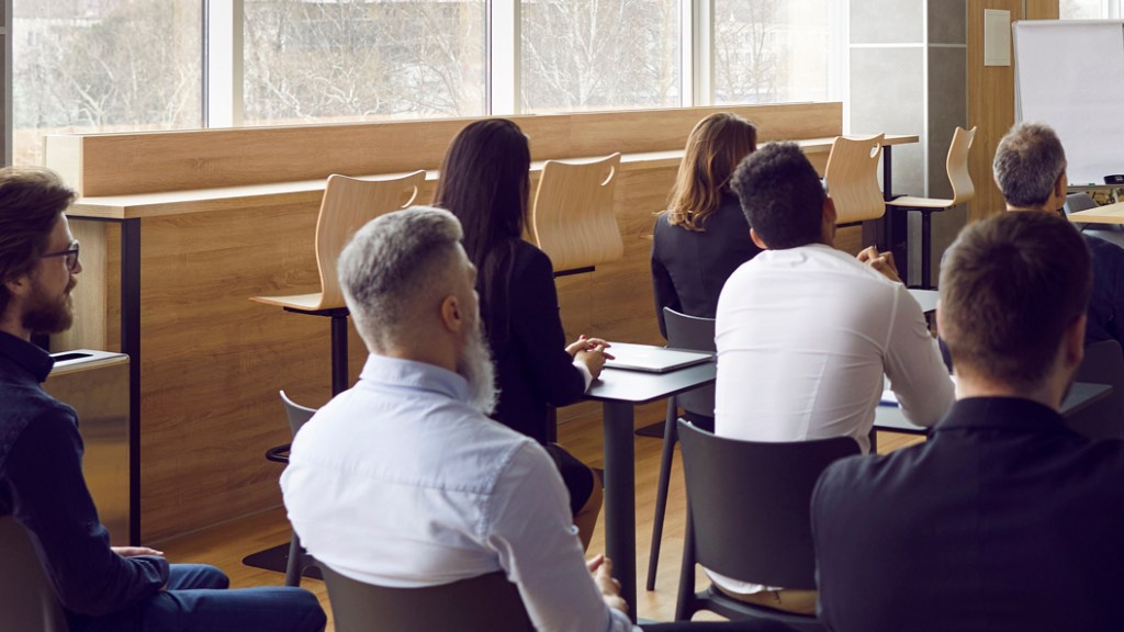 listening to a speaker